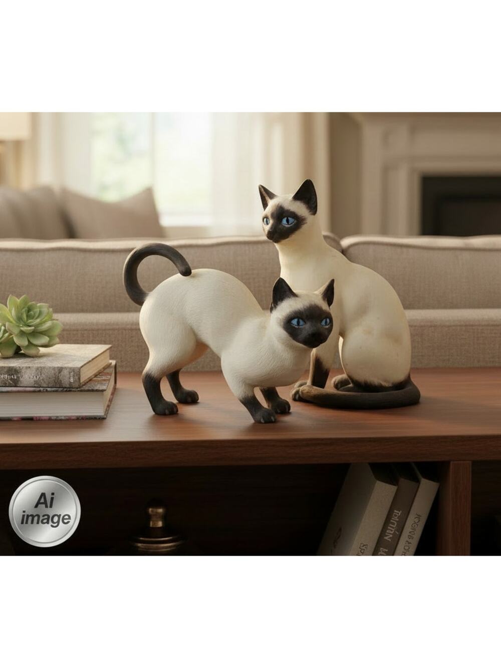 🐈Vintage Andrea by Sadek Porcelain Siamese Cat Figurines 90s Signed 🐈‍⬛🐱
